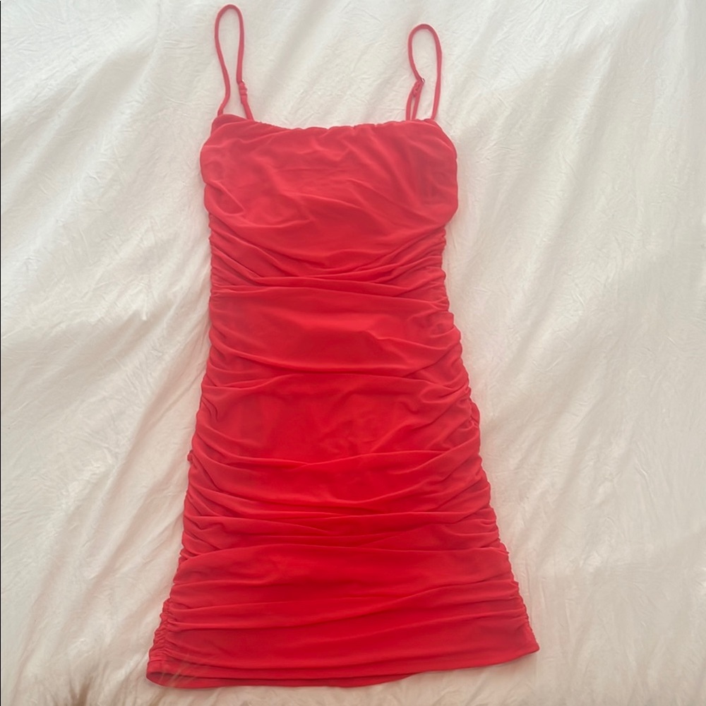 Elegant Red Ruched Dress